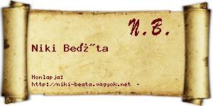 Niki Beáta névjegykártya